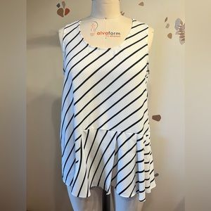 Ipkeyol Silk Striped Peplum Pleated Tank- Size XL- NWT